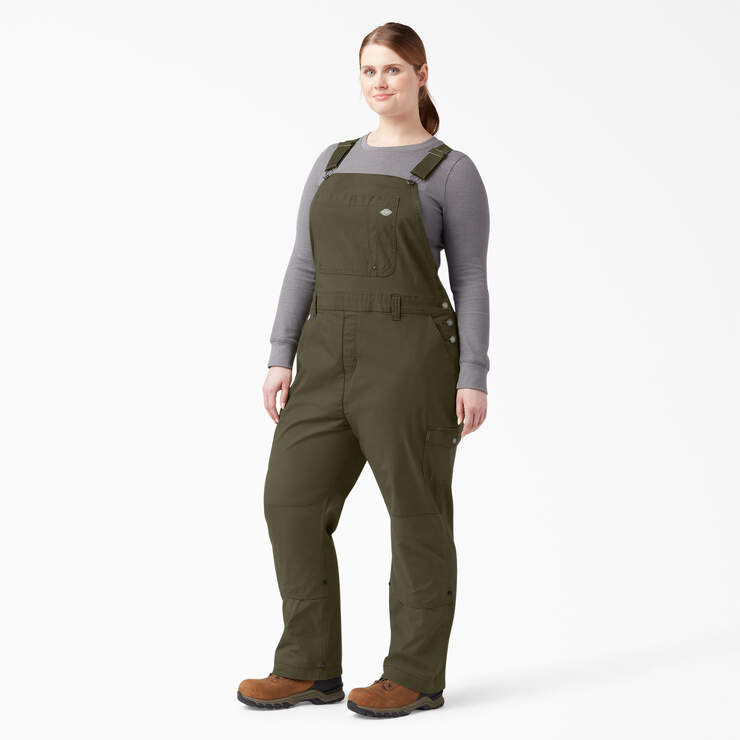 Women's Plus Cooling Ripstop Bib Overalls - Rinsed Military Green (RML) image number 1