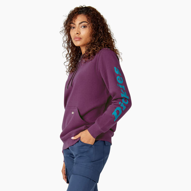 Women's Water Repellent Sleeve Logo Hoodie - Plum Caspia (PMC) image number 1