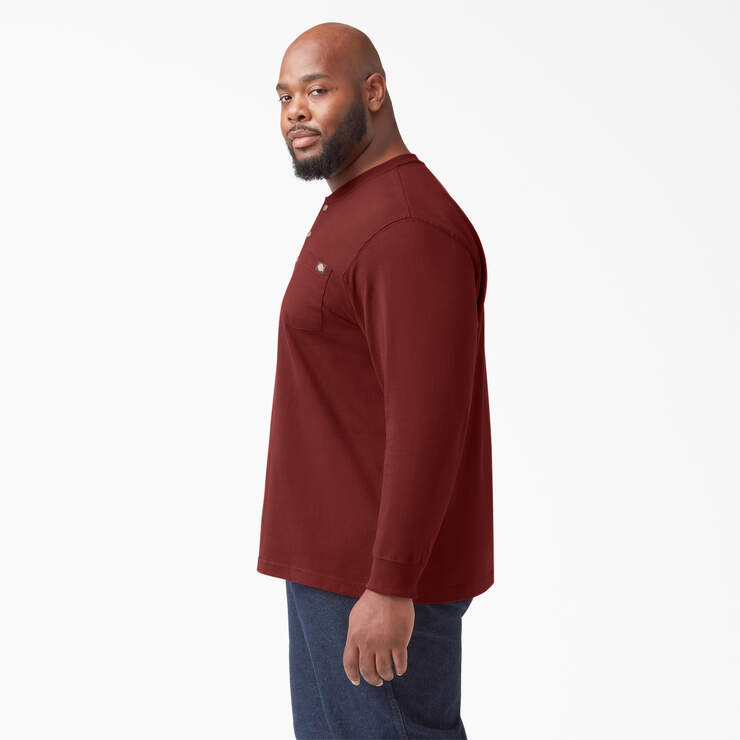 Heavyweight Long Sleeve Henley T-Shirt - Madder Brown (MB1) image number 5