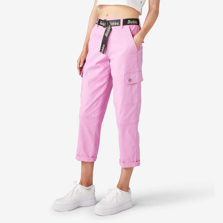 Women's Relaxed Fit Cropped Cargo Pants - Wild Rose (WR2) image number 3
