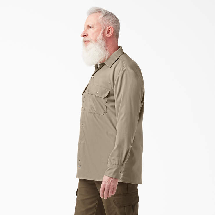 FLEX Relaxed Fit Long Sleeve Work Shirt - Desert Sand (DS) image number 3