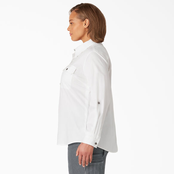 Women&#39;s Plus Long Sleeve Roll-Tab Work Shirt - White &#40;WH&#41;