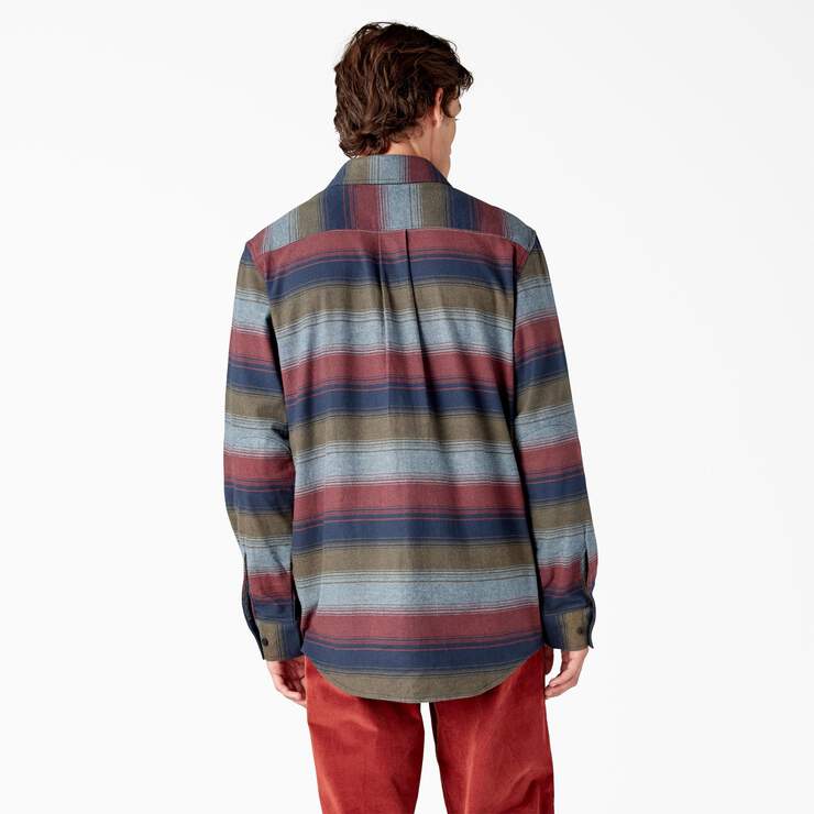Long Sleeve Flannel Shirt - Brick/Olive Blanket Stripe (BVS) image number 2