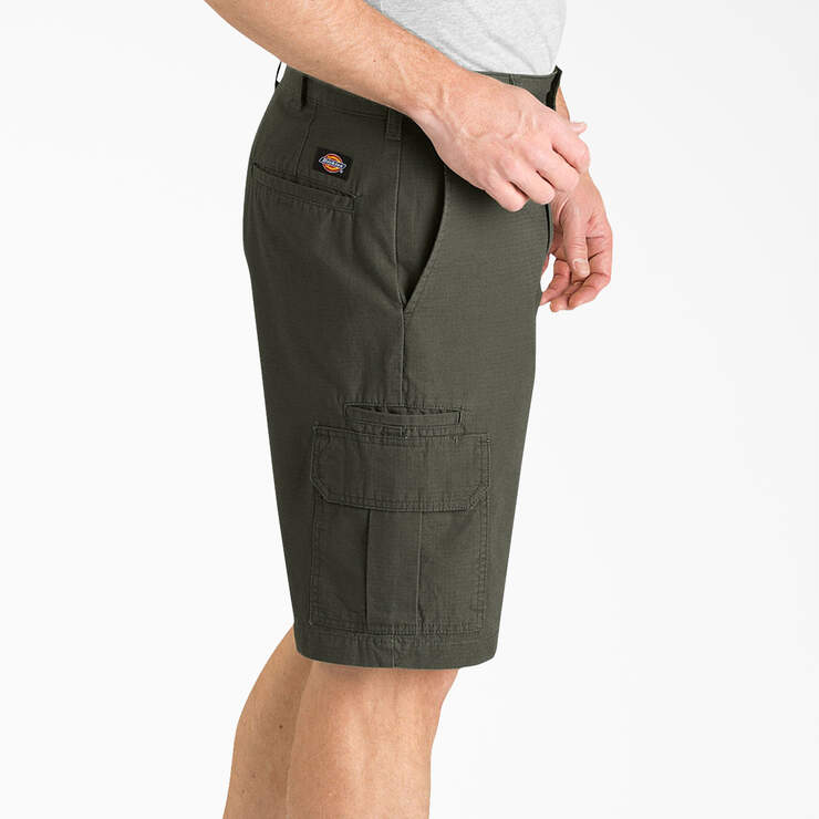 Relaxed Fit Ripstop Cargo Shorts, 11" - Rinsed Moss Green (RMS) image number 4