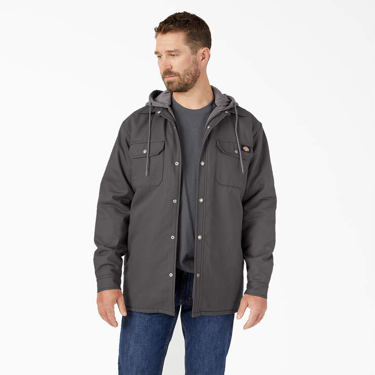 Water Repellent Duck Hooded Shirt Jacket - Slate Gray (SL) image number 1