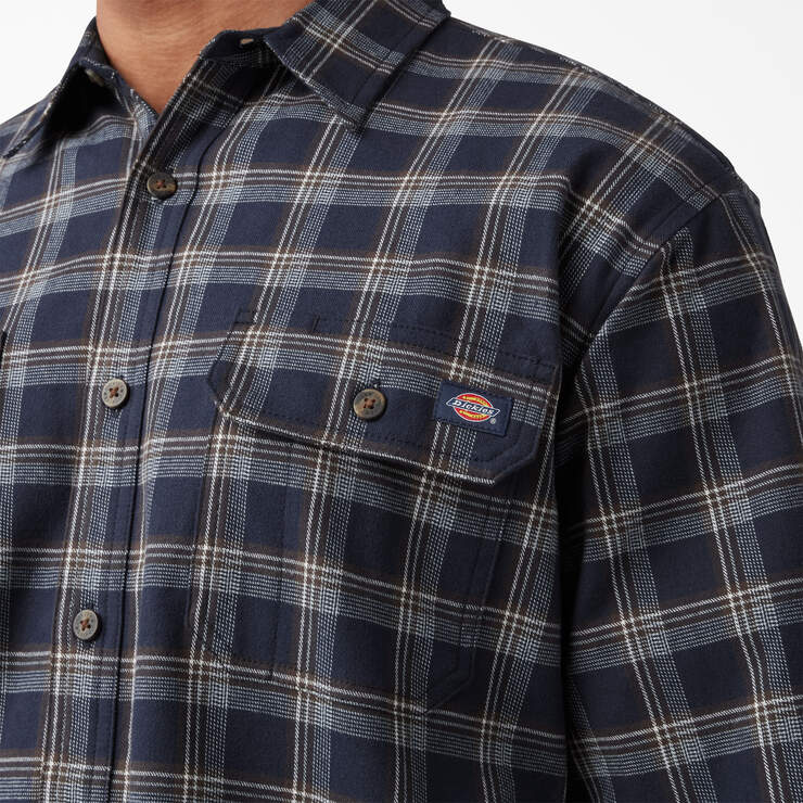 FLEX Long Sleeve Flannel Shirt - Ink Navy/Chocolate Brown Plaid (B1R) image number 5