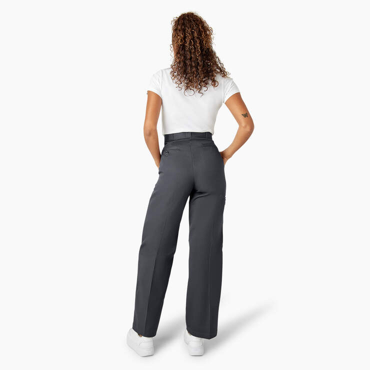 Loose Fit Double Knee Work Pants, Charcoal Gray