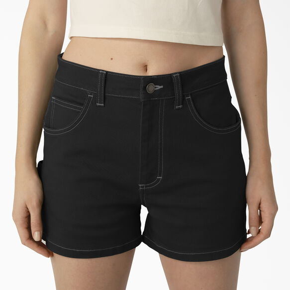 Women&#39;s High Waisted Carpenter Shorts, 3&quot; - Black &#40;BKX&#41;