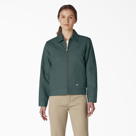 Dickies Women&#39;s Insulated Eisenhower Jacket provides the classic silhouette that has been redesigned with a women&#39;s fit in mind. Embrace your originality in a genuine Dickies staple - Lincoln Green &#40;LSO&#41;