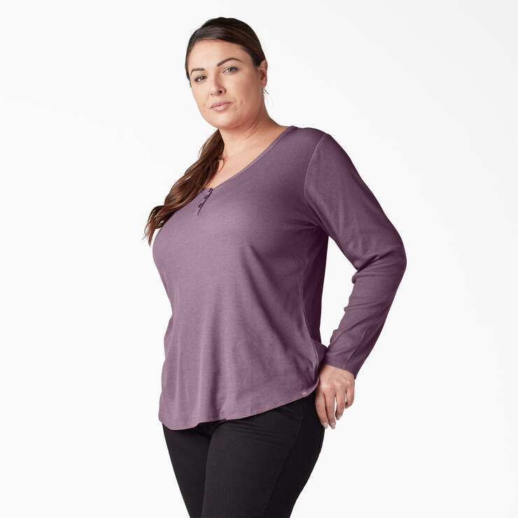 Women's Plus Henley Long Sleeve Shirt - Grapeade (GSD) image number 3