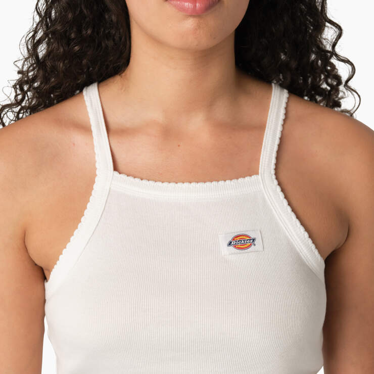 Women's Rib Knit Cropped Tank Top - White (WH) image number 5