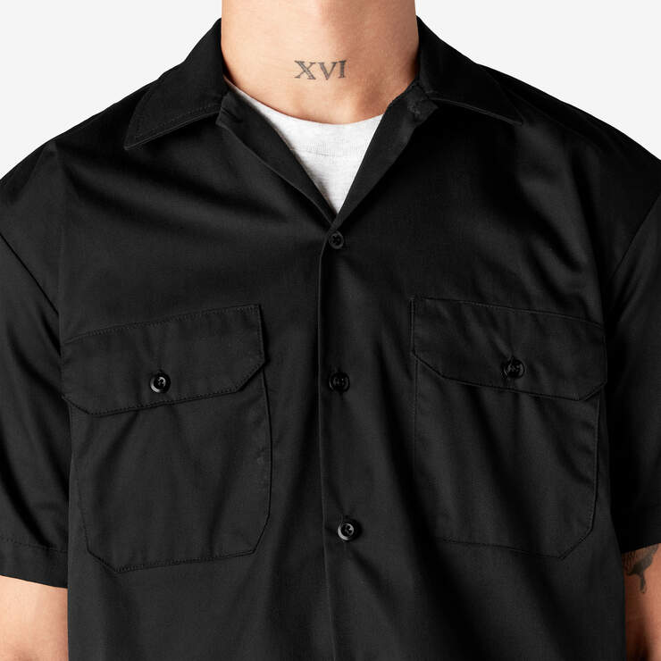 Short Sleeve Work Shirt - Black (BK) image number 14