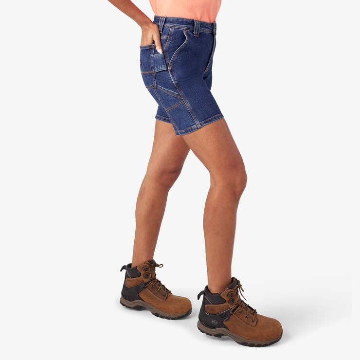 Women’s Relaxed Fit Denim Carpenter Shorts, 7" - Stonewashed Dark Blue (DSW) image number 4