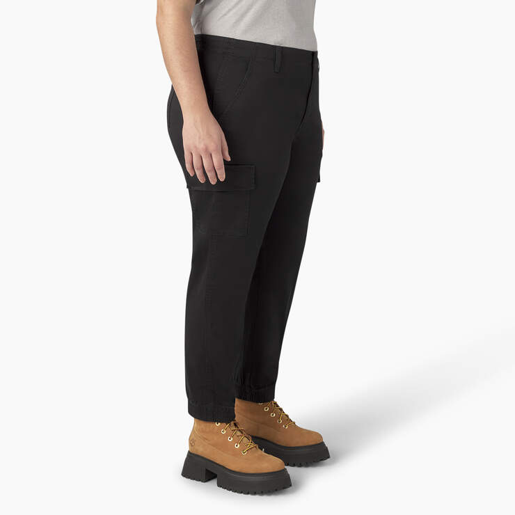 Women's Plus High Rise Fit Cargo Pants - Black (BKX) image number 4