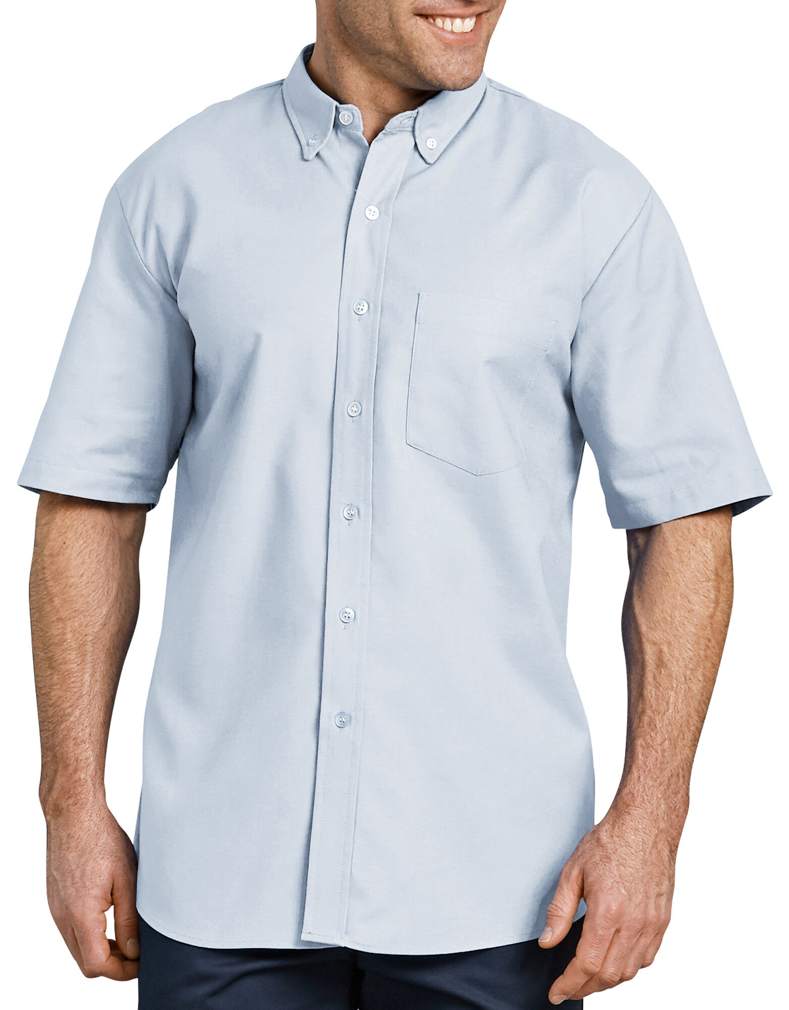 Dikies Mens Blue Oxford Shirt Button Down Short Sleeves Sizes 14.5 to 19.5