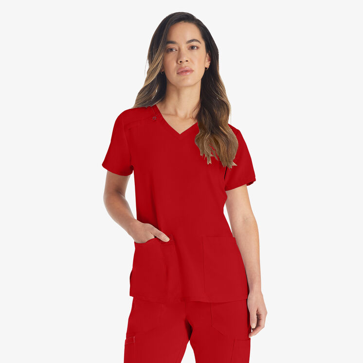 Women&#39;s EDS Essentials V-Neck Scrub Top - Red &#40;RD&#41;
