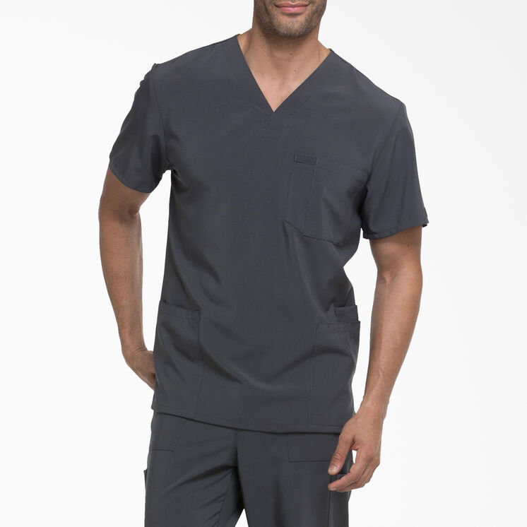 Men&#39;s EDS Essentials V-Neck Scrub Top with Patch Pockets - Pewter Gray &#40;PEW&#41;