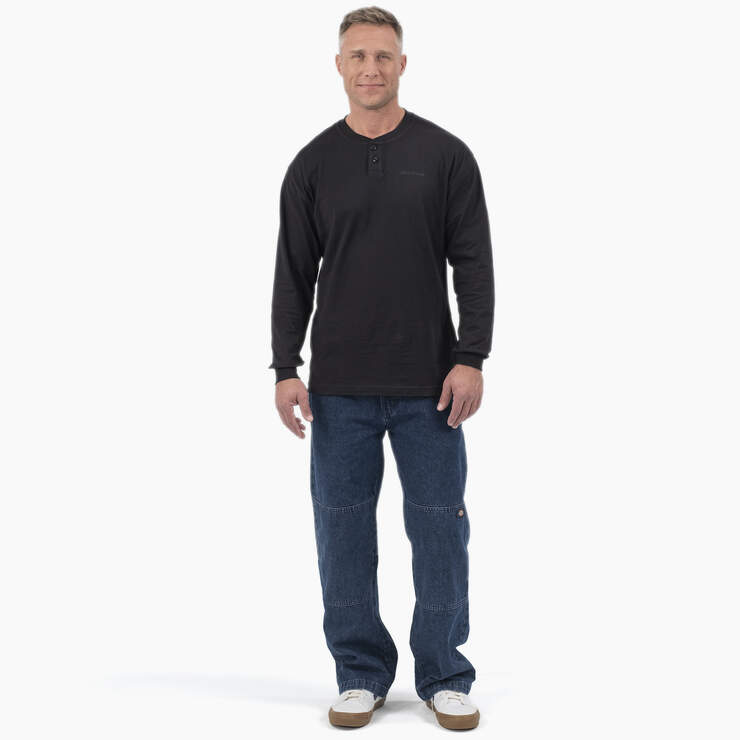 Long Sleeve Henley T-Shirt - Black (KBK) image number 2