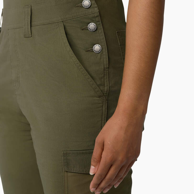Women's Cooling Ripstop Bib Shortalls - Rinsed Military Green (RML) image number 7