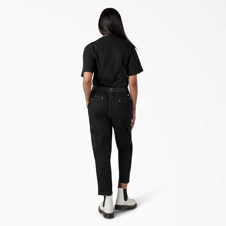 Women's Drawstring Cargo Pants - Black (BKX) image number 6