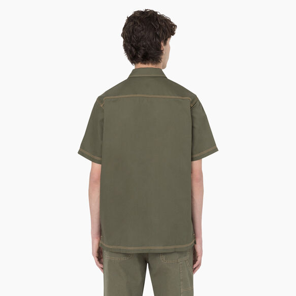 Relaxed Fit Short Sleeve Work Shirt - Military Green w/Nugget Stitch &#40;MGN&#41;