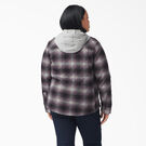 Women&rsquo;s Plus Flannel Hooded Shirt Jacket - Dusty Purple/Black Ombre Plaid &#40;B1E&#41;