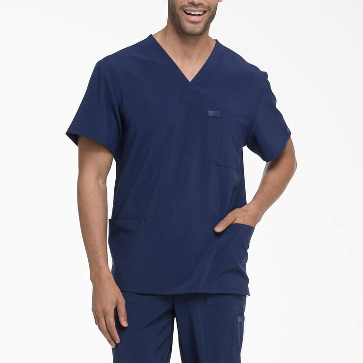Men's EDS Essentials V-Neck Scrub Top with Patch Pockets - Navy Blue (NYPS) image number 1