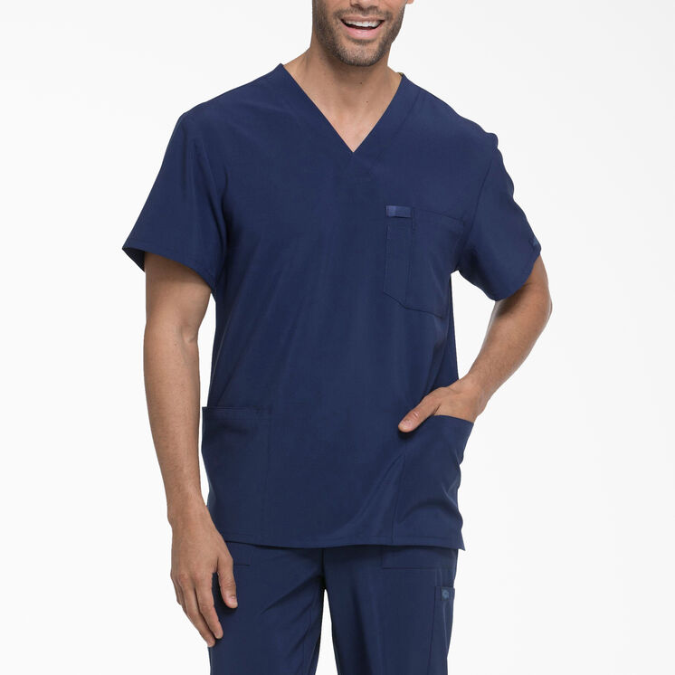 Men&#39;s EDS Essentials V-Neck Scrub Top with Patch Pockets - Navy Blue &#40;NYPS&#41;
