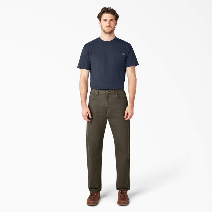 Relaxed Fit Heavyweight Duck Carpenter Pants - Rinsed Moss Green (RMS) image number 4