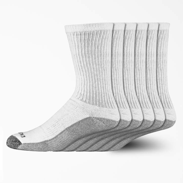 Moisture Control Crew Work Socks, Size 12-15, 6-Pack - White (WH) image number 1