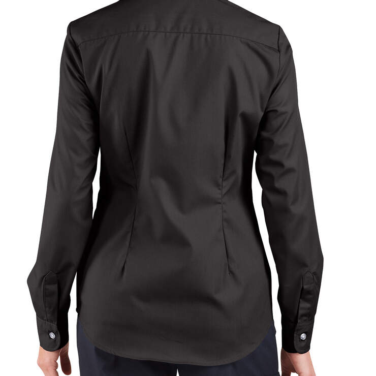 Women's Stretch Poplin Long Sleeve Shirt - Black (BK) image number 2