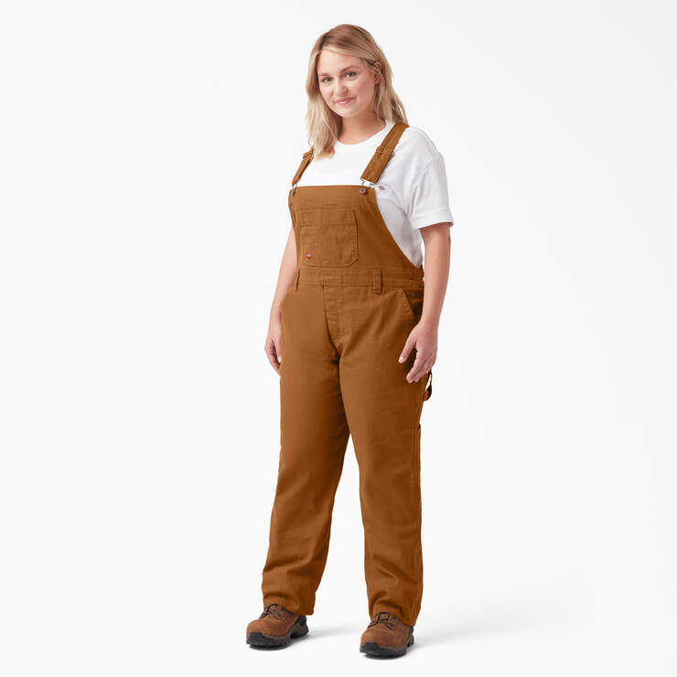 Women's Plus Relaxed Fit Bib Overalls - Rinsed Brown Duck (RBD) image number 1