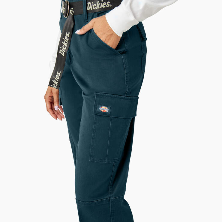 Women's Relaxed Fit Cropped Cargo Pants - Reflecting Pond (YT9) image number 8