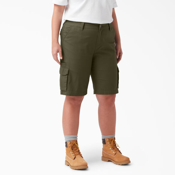 Women&#39;s Plus Ripstop Cargo Shorts, 9&quot; - Military Green &#40;ML&#41;