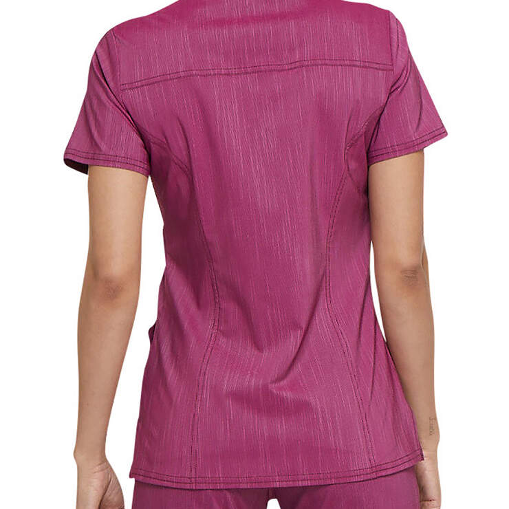 Women's Advance Two-Tone Twist V-Neck Scrub Top - Sangria Red (SGR) image number 2