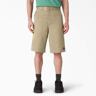 Loose Fit Flat Front Work Shorts, 13"