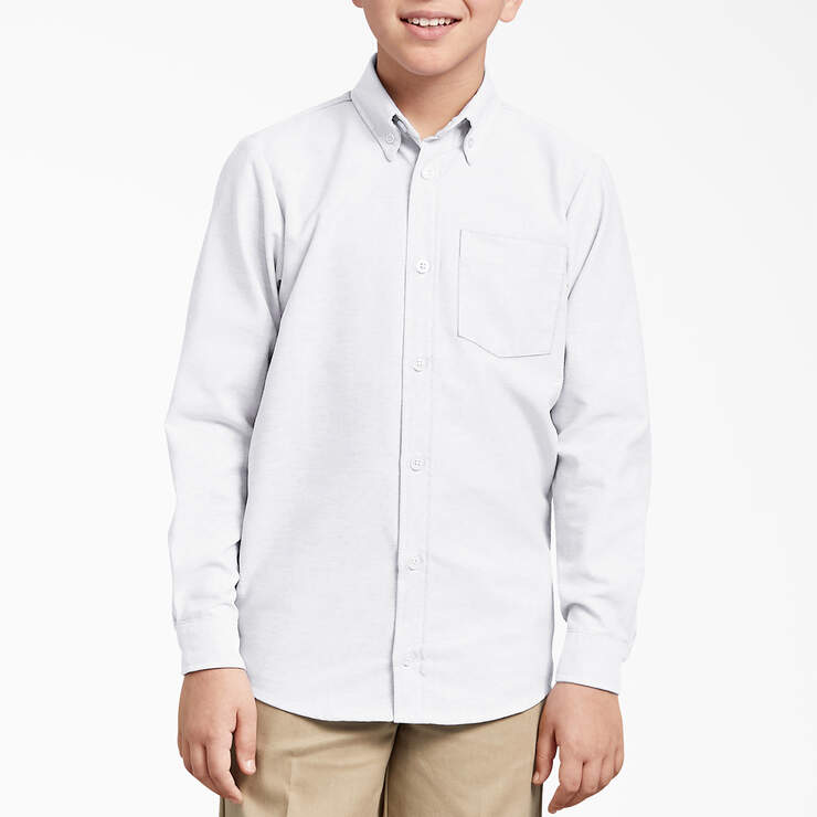 Boys' Oxford Long Sleeve Shirt, 5-20 - White (WH) image number 1