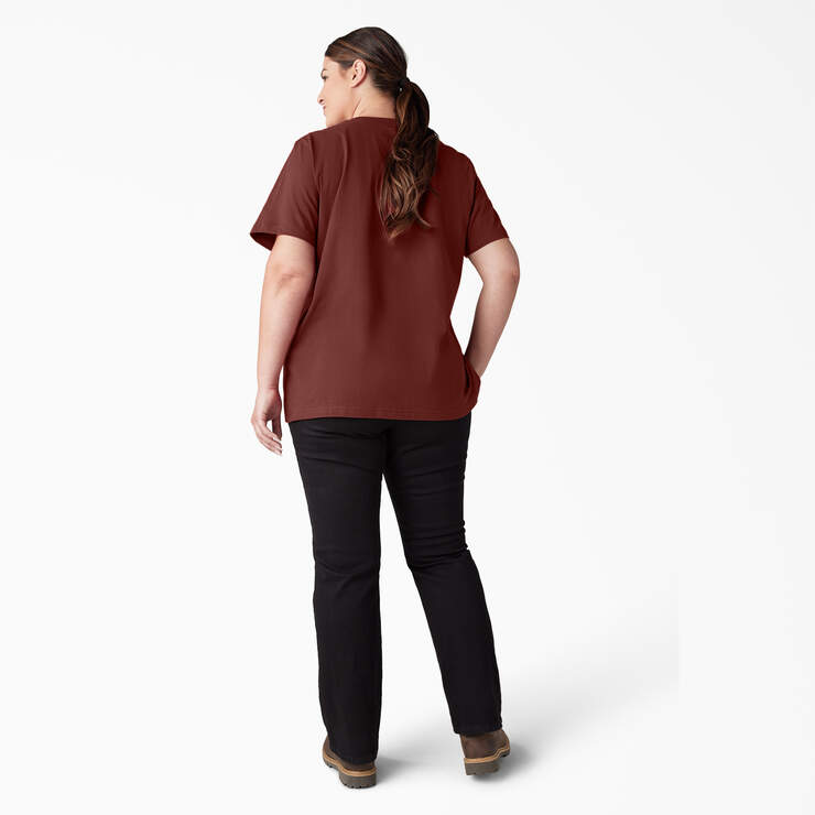 Women's Plus Heavyweight Short Sleeve Pocket T-Shirt - Fired Brick (IK9) image number 6