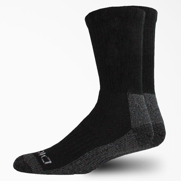 Steel Toe Crew Socks, Size 6-12, 2-Pack - Black &#40;BK&#41;