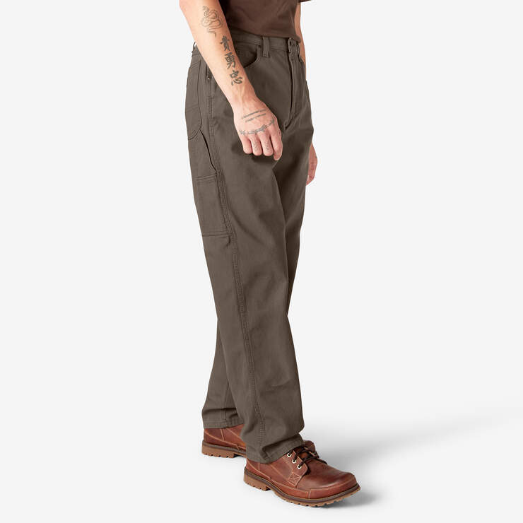Relaxed Fit Heavyweight Duck Carpenter Pants - Rinsed Mushroom (RMR1) image number 4