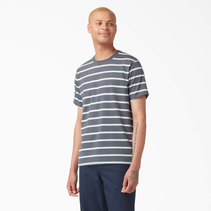 Dickies Skateboarding Striped T-Shirt - Charcoal Mini Stripe (CSM) image number 1