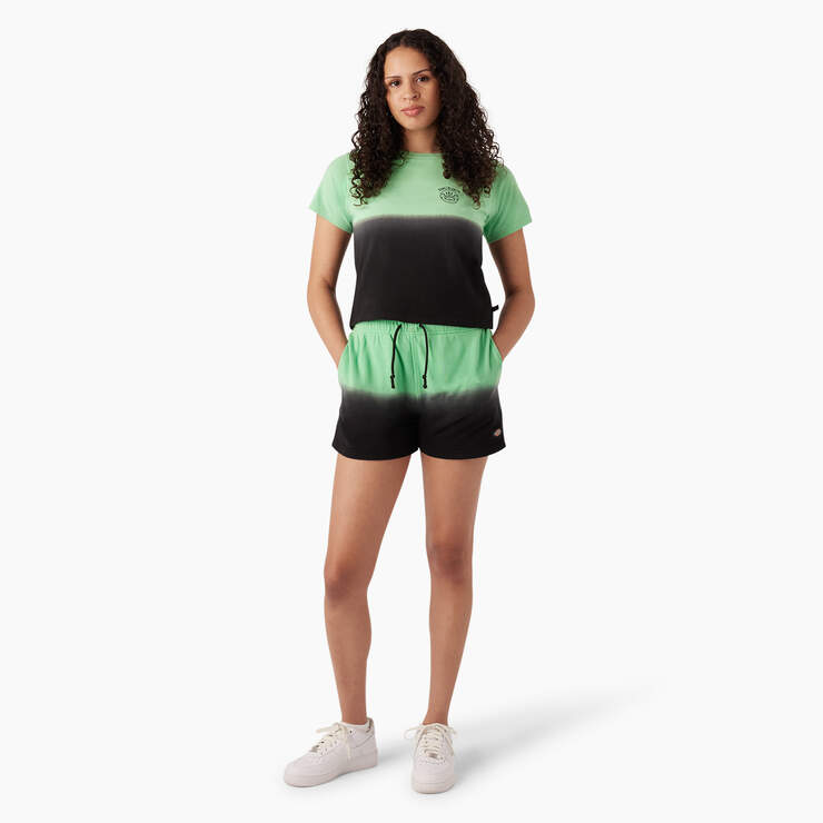 Women's Relaxed Fit Ombre Knit Shorts, 3" - Apple Mint/Black Dip Dye (AMD) image number 4