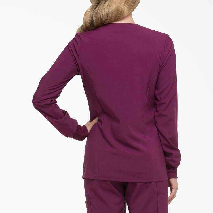 Women's EDS Essentials Snap Front Scrub Jacket - Wine (WIN) image number 2