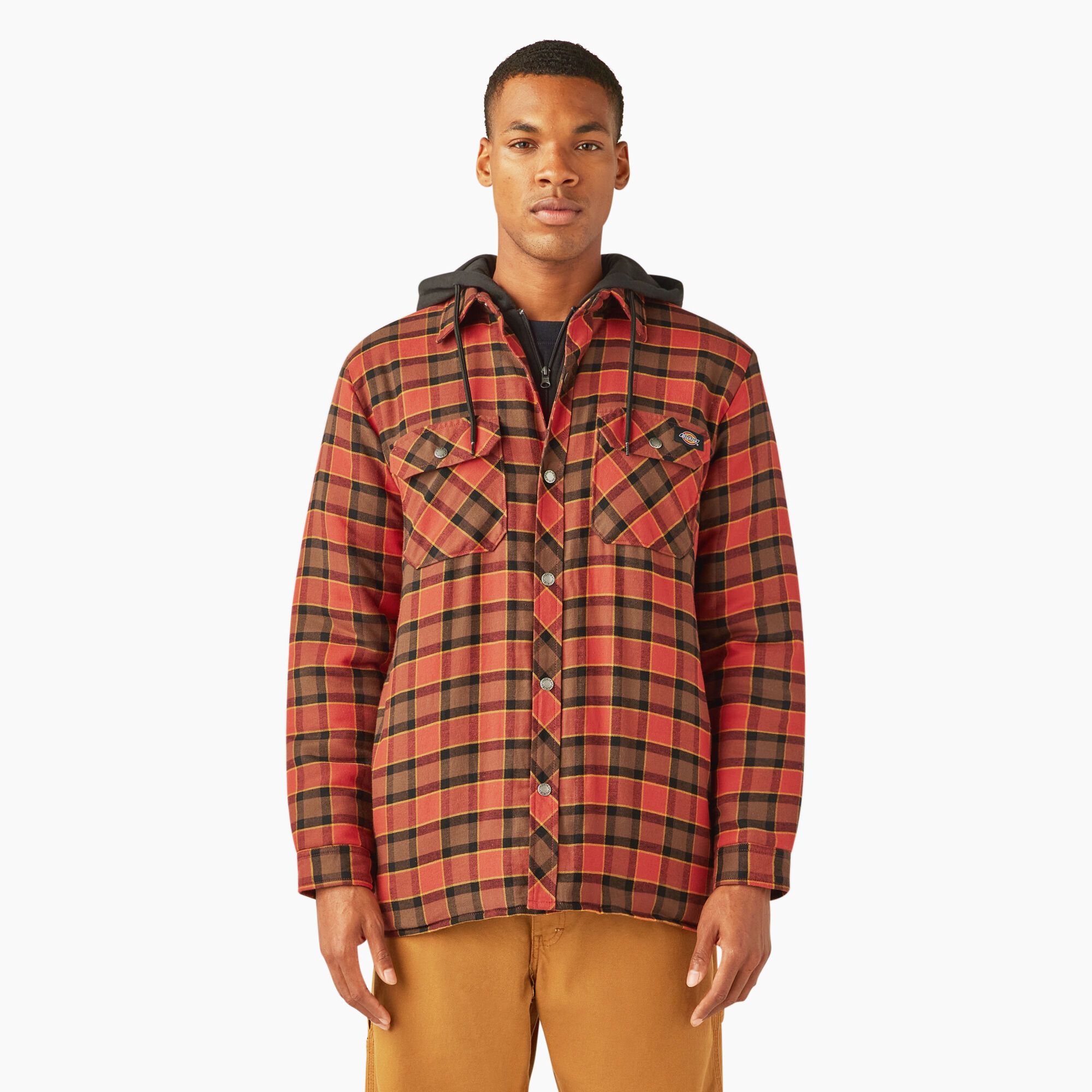 Men s Water Repellent Flannel Hooded Shirt Jacket Dickies US