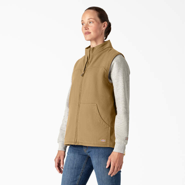 Women's Fleece Lined Duck Canvas Vest - Rinsed Nubuck (RNU) image number 3