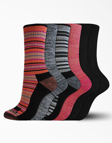 Women&#39;s Moisture Control Striped Crew Socks, Size 6-9, 6-Pack - Black &#40;BK&#41;