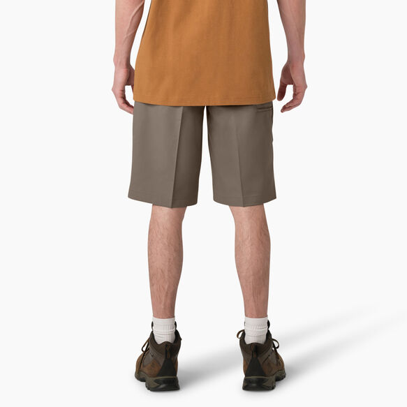 Cooling Active Waist Flat Front Shorts, 13&quot; - Mushroom &#40;MR1&#41;