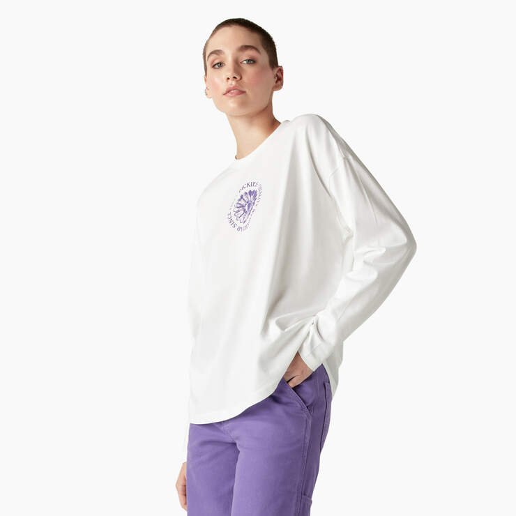 Women’s Garden Plain Long Sleeve T-Shirt - White (WH) image number 3