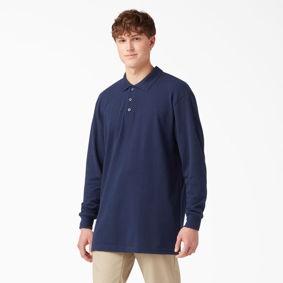 Adult Size Piqu&eacute; Long Sleeve Polo - Night Navy &#40;IN2&#41;