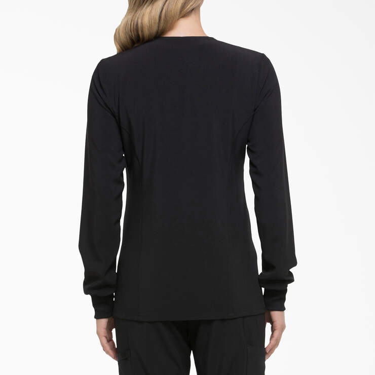 Women's EDS Essentials Snap Front Scrub Jacket - Black (BLK) image number 2